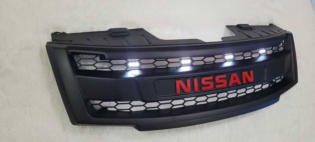 NISSAN NAVARA FACELIFT GRILL 2011-2015 RED VERSION FULL GRILL WHITE LEDS