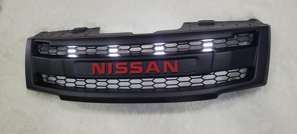 NISSAN NAVARA FACELIFT GRILL 2011-2015 RED VERSION FULL GRILL WHITE LEDS