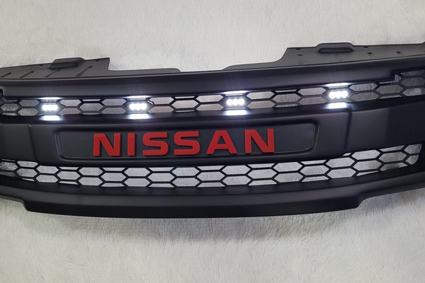 NISSAN NAVARA FACELIFT GRILL 2011-2015 RED VERSION FULL GRILL WHITE LEDS