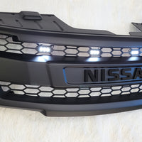 NISSAN NAVARA FACELIFT GRILL 2011-2015 BLACK VERSION FULL GRILL WHITE LEDS