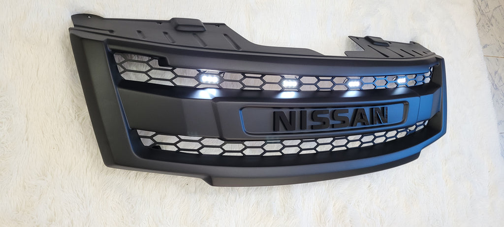 NISSAN NAVARA FACELIFT GRILL 2011-2015 BLACK VERSION FULL GRILL WHITE LEDS