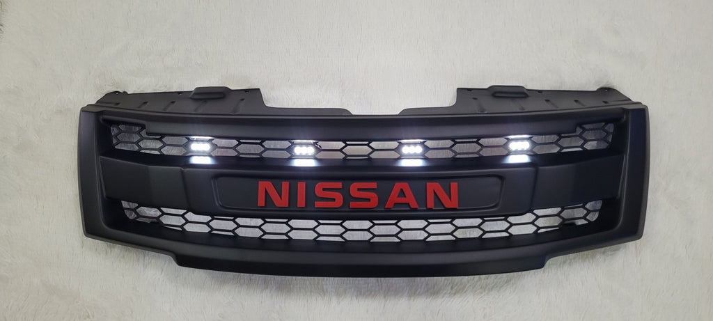 NISSAN NAVARA FACELIFT GRILL 2011-2015 RED VERSION FULL GRILL WHITE LEDS