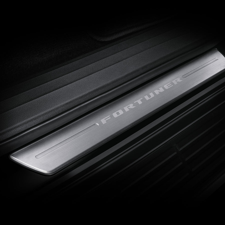 GENUINE TOYOTA FORTUNER STAINLESS DOOR SILL SCUFF PLATE COVERS SET OF 4 TO FIT 2015-2025 EASY TO FIT 3M TAPE PRE-APPLIED
