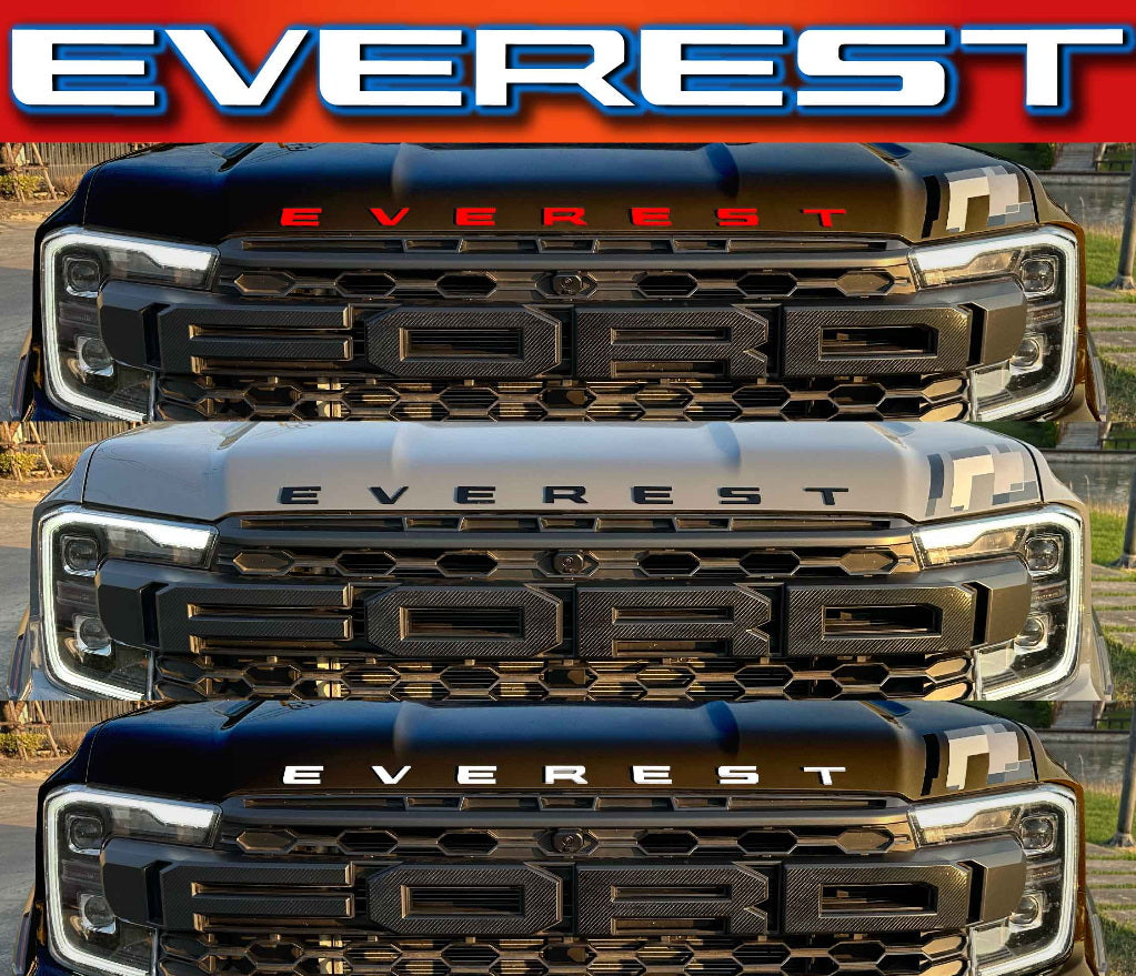 FORD EVEREST 2015-2024 SET OF BONNET LETTERS"EVEREST" LETTERS BLACK