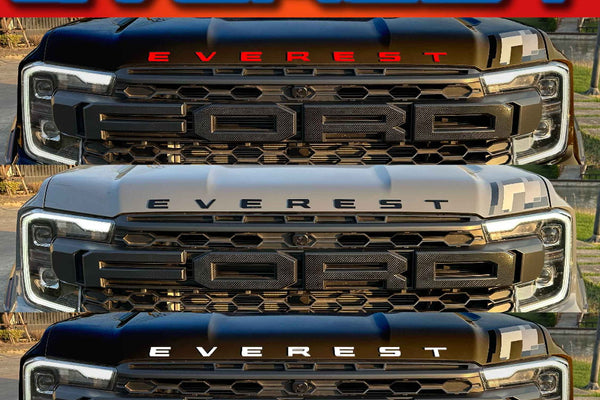 FORD EVEREST 2015-2024 SET OF BONNET LETTERS"EVEREST" LETTERS BLACK