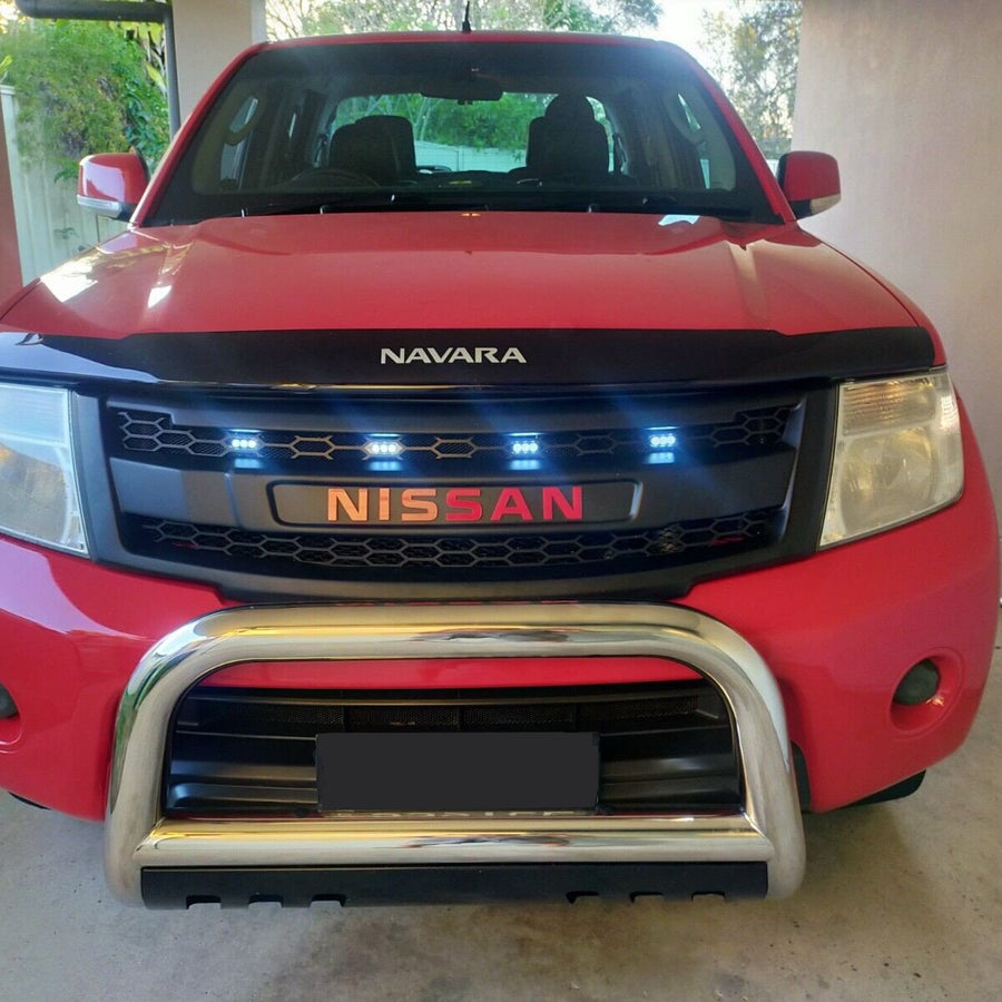 NISSAN NAVARA FACELIFT GRILL 2011-2015 RED VERSION FULL GRILL WHITE LEDS