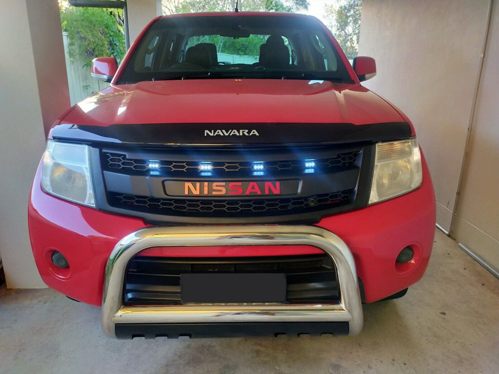 NISSAN NAVARA FACELIFT GRILL 2011-2015 RED VERSION FULL GRILL WHITE LEDS