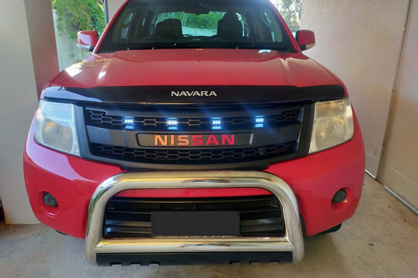 NISSAN NAVARA FACELIFT GRILL 2011-2015 RED VERSION FULL GRILL WHITE LEDS