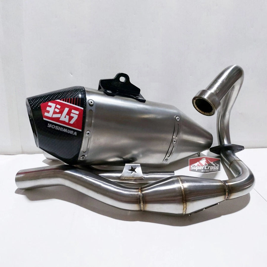FULL SYSTEM RACING PIPE KIT STAINLESS STEEL CARBON SILVER FOR KAWASAKI KLX 230