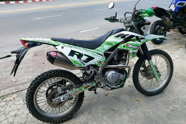 FULL SYSTEM RACING PIPE KIT STAINLESS STEEL CARBON SILVER FOR KAWASAKI KLX 230