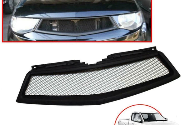 Front Net Mesh Grille Matte Black For Mitsubishi Triton MN ML L200 2009-2014