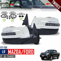 For Ford Ranger Mazda BT-50 2006-2009 Pair LR Side Mirror Chrome Electric 7Wires