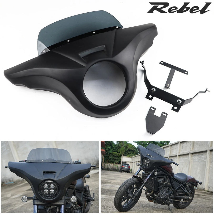 Honda Rebel 1100 CMX (2021-2024) Front Batwing Fairing Windshield Matte Black