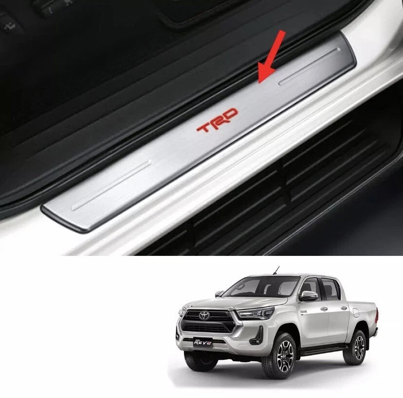 GENUINE TRD SCUFF PLATE STAINLESS COVER FIT TOYOTA HILUX REVO SR5 M70 M80 4DOOR