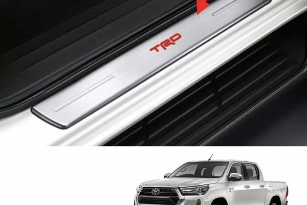 GENUINE TRD SCUFF PLATE STAINLESS COVER FIT TOYOTA HILUX REVO SR5 M70 M80 4DOOR