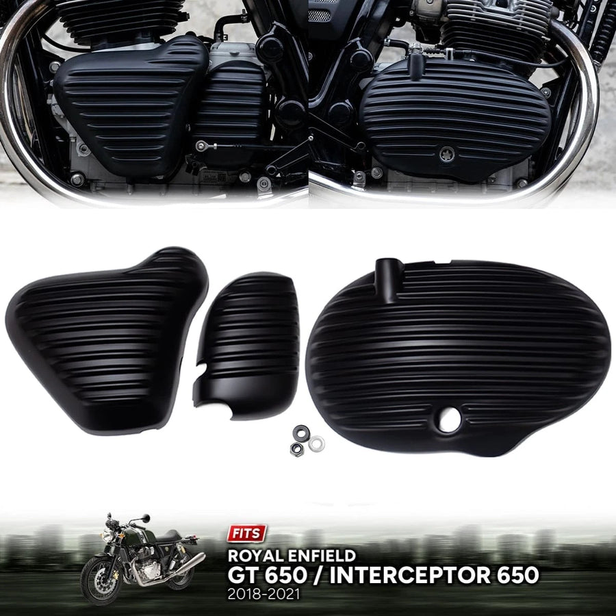 FOR ROYAL ENFIELD GT 650 AND INTERCEPTOR 650 18-21 BIKE SIDE ENGINE COVER BLACK