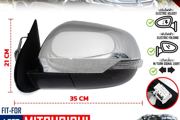 LH Side Mirror Electric 7W Chrome W/Signal For Mitsubishi Pajero Sport 2016-2023