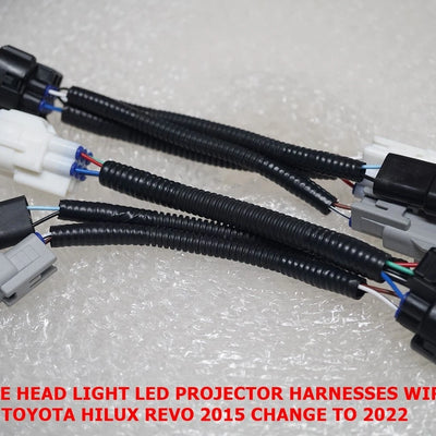 UPGRADE LED PROJECTOR HARNESSES WIRING FOR TOYOTA HILUX 2015 CHANG TO 2022