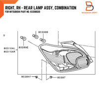 MITSUBISHI MIRAGE HATCHBACK A03A 16-19 RH RIGHT LED TAIL LAMP REAR LIGHT&nbsp;  RH SIDE